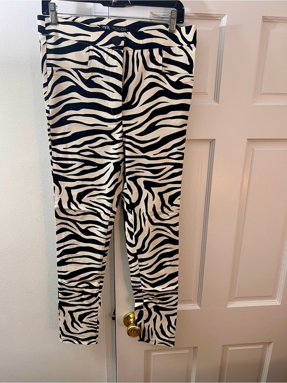 Zara Black and White Zebra-Print Pants